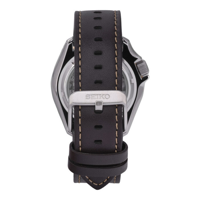 Seiko 5 Sports SKX GMT Automatic Mocha Black Dial Brown Leather Strap Watch For Men - SSK036K1 - Image 3
